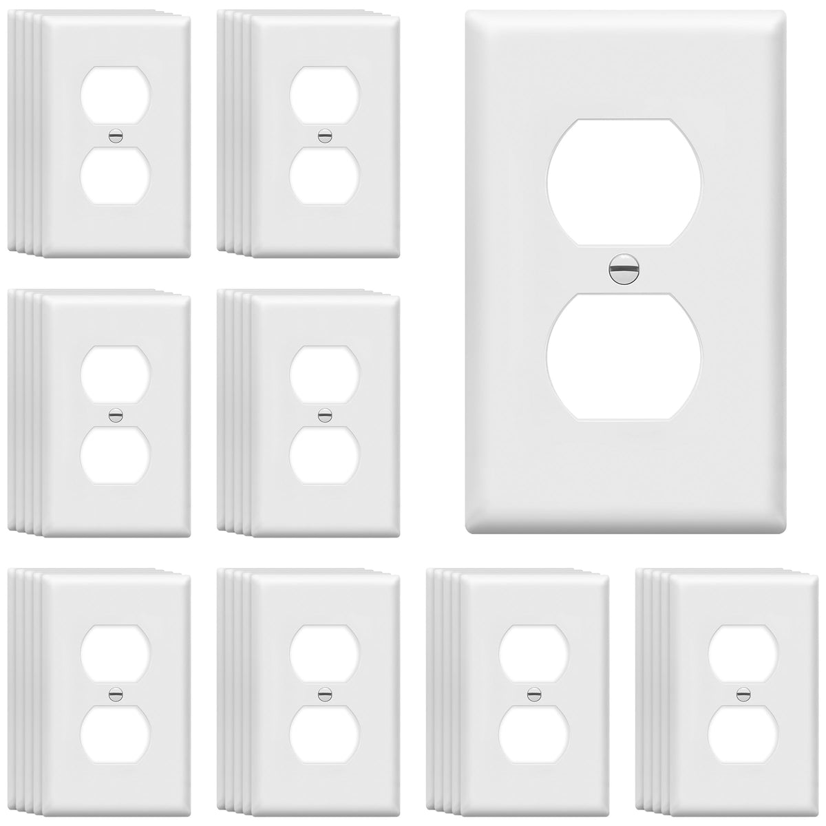 ENERLITES 10 Pack Outlet Covers Wall Plate for Duplex Receptacle, White