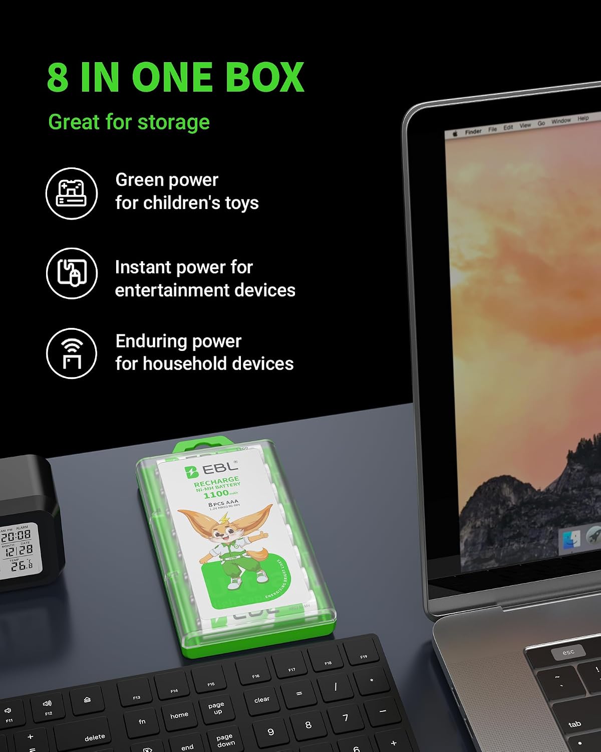 EBL AAA Rechargeable Batteries 1100mAh 8-Pack 1.2V Ni-MH Battery