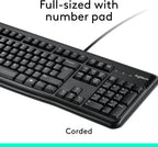 Logitech MK120 Wired Keyboard and Mouse Combo for Windows, Optical Wired Mouse, Full-Size Keyboard, USB Plug-and-Play, Compatible with PC, Laptop, QWERTY UK English Layout - Black