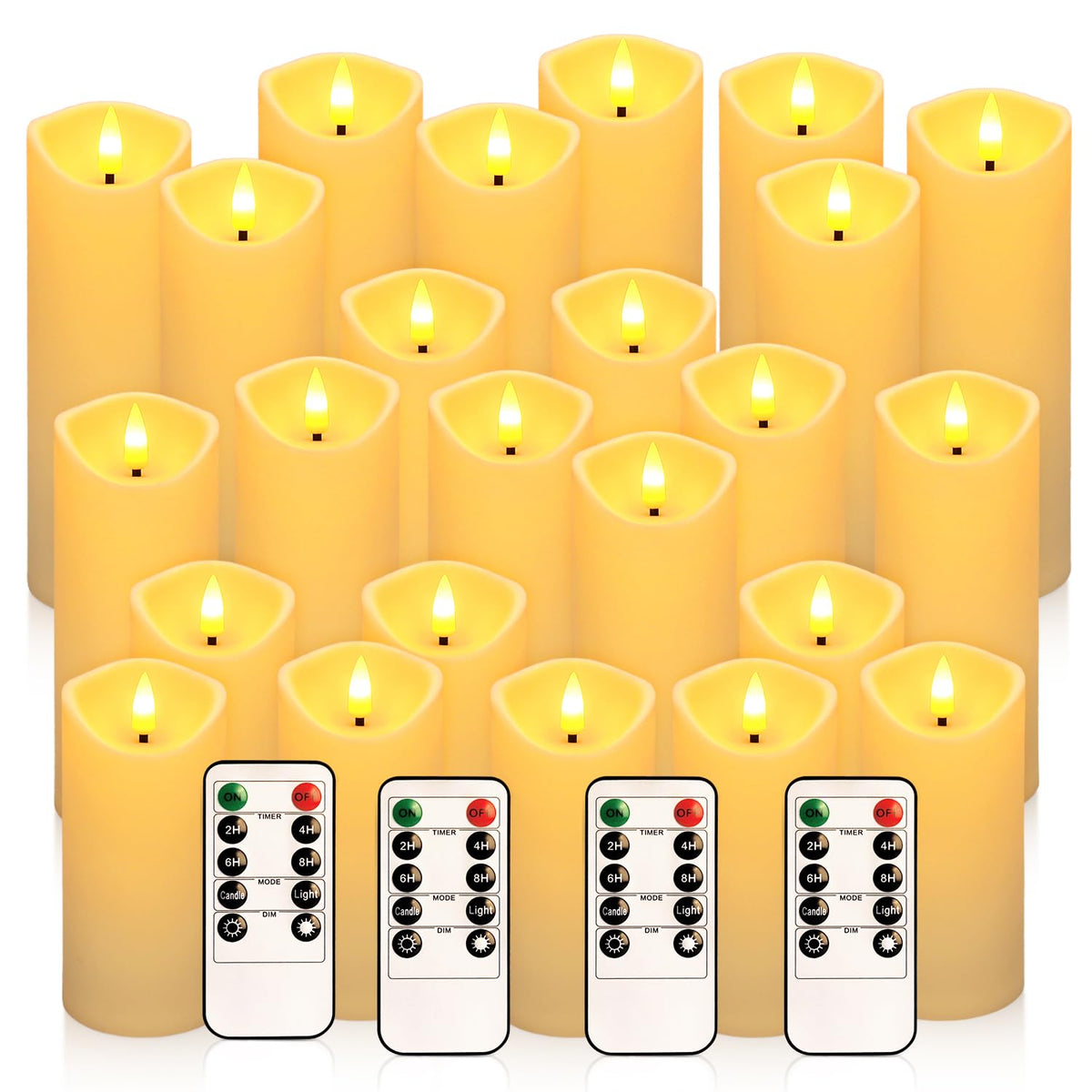 YOROXRG Solar flameless Candles Outdoor Waterproof,Dusk to Dawn Outdoor Lighting, Flickering fameless Reusable LED Light Candles for Lantern Garden Camping and Home Decor, 3D Wick (3"X6") Set of 2