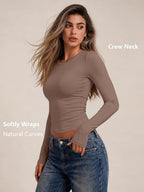 LILLUSORY Long Sleeve Tops Women Crew Neck Y2k T Shirts