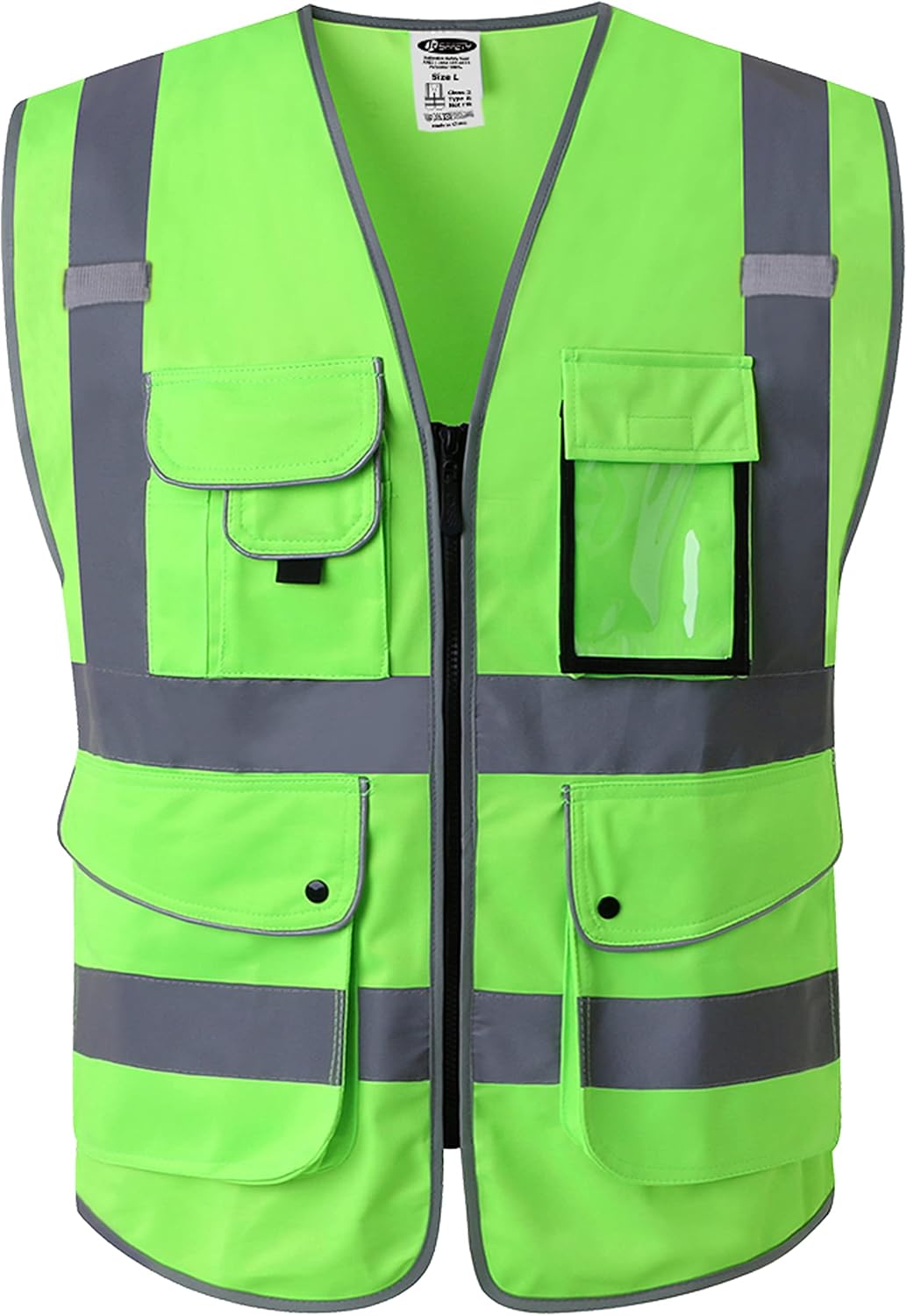 JKSafety Safety Vest for Men Women Reflective Hi Vis JK150 Green 3XL