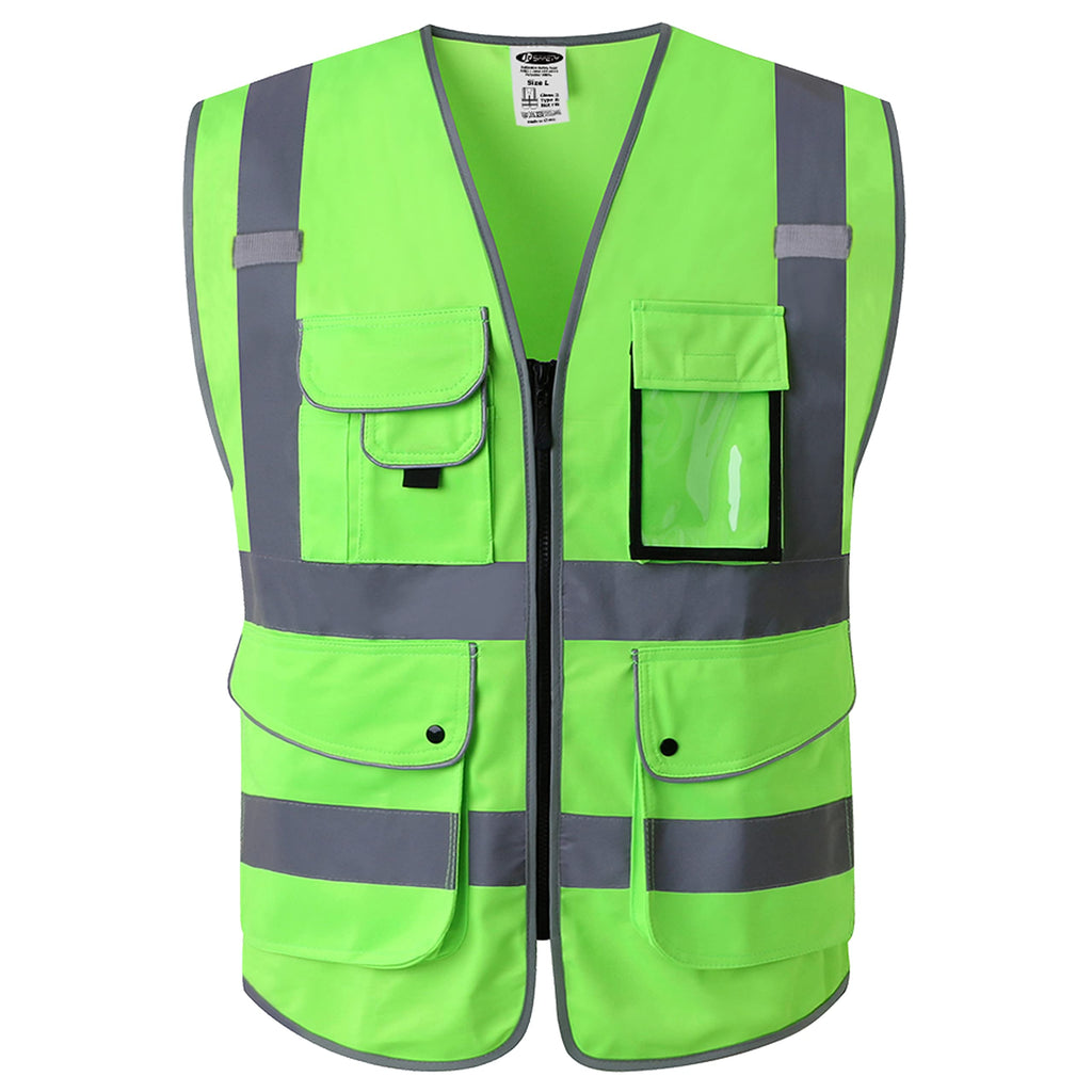 JKSafety Safety Vest for Men Women Reflective Hi Vis JK150 Green 3XL