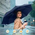 TechRise Umbrella, Compact Strong Windproof Automatic Umbrellas, Folding Lightweight, Portable Travel Golf Umbrella for Rain