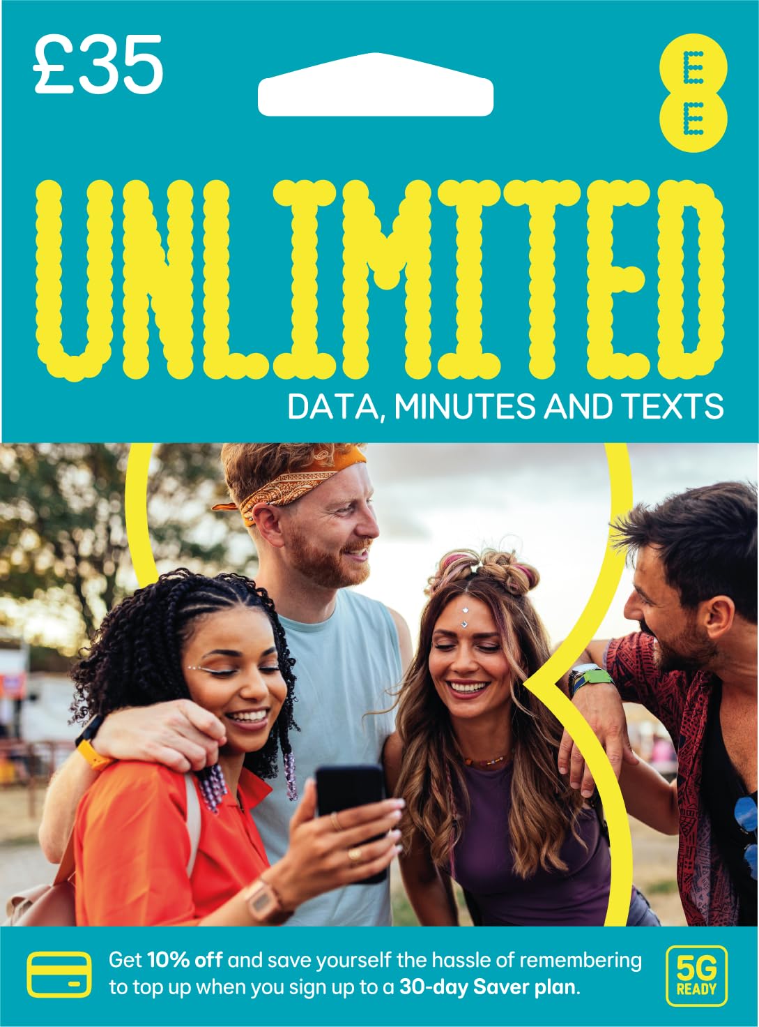 EE PAYG £10 Data Sim Includes £10 pre-paid credit, 20GB Data, 500 Minutes and Unlimited Texts (EE £10-20GB)