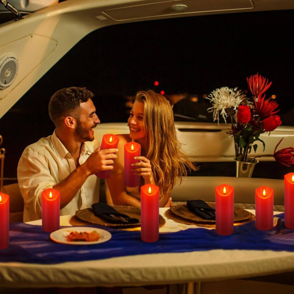 YOROXRG Solar flameless Candles Outdoor Waterproof,Dusk to Dawn Outdoor Lighting, Flickering fameless Reusable LED Light Candles for Lantern Garden Camping and Home Decor, 3D Wick (3"X6") Set of 2