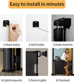 Retractable Mesh Baby & Dog Gate for Stairs, 86cm Tall x 140cm Wide, Black