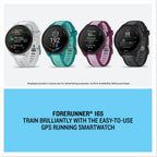 Garmin Forerunner 165, 43mm GPS running smartwatch, lightweight, AMOLED touchscreen, advanced training, insights & features, safety & tracking features, up to 11 days battery life, Black