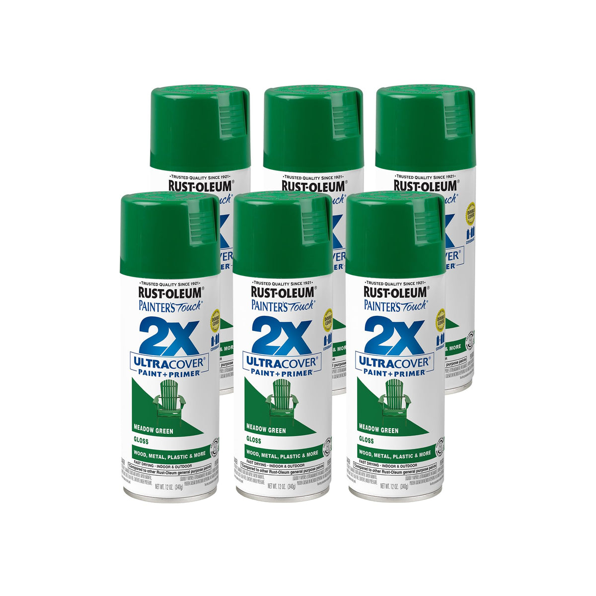 Rust-Oleum 334023-6PK Painter's Touch 2X Ultra Cover Spray Paint, 12 oz, Gloss Almond, 6 Pack