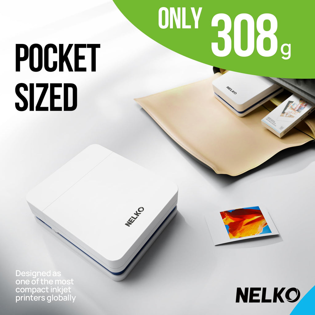 Nelko PP01 2x3 Portable Photo Printer with 20 Sheets, White