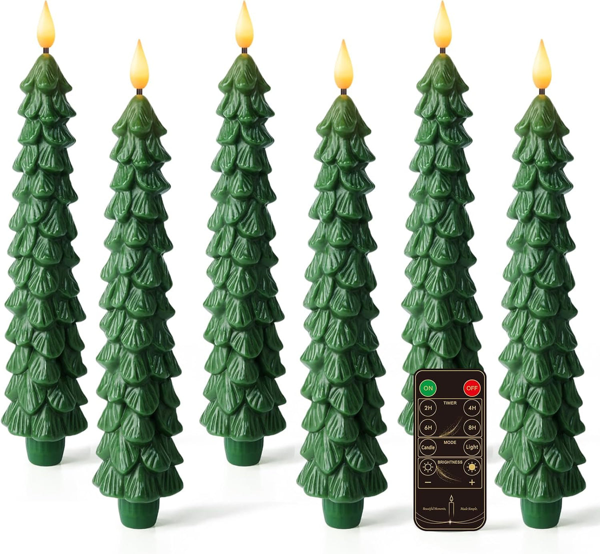 Homemory Real Wax LED Flameless Taper Candles with Remote Timer, 9.6 Inches Ivory Fake Candlesticks, Dripless Battery Operated Window Candle with 3D Flickering Flame for Fireplace Xmas Halloween