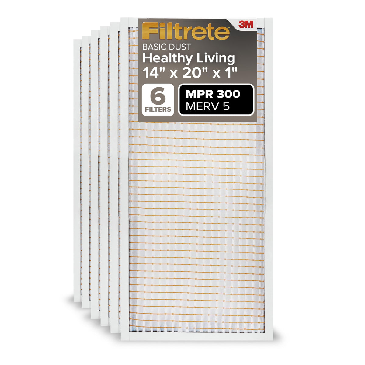 Filtrete 20x25x1 Air Filter, MERV 5, MPR 300, 6 HVAC Filters