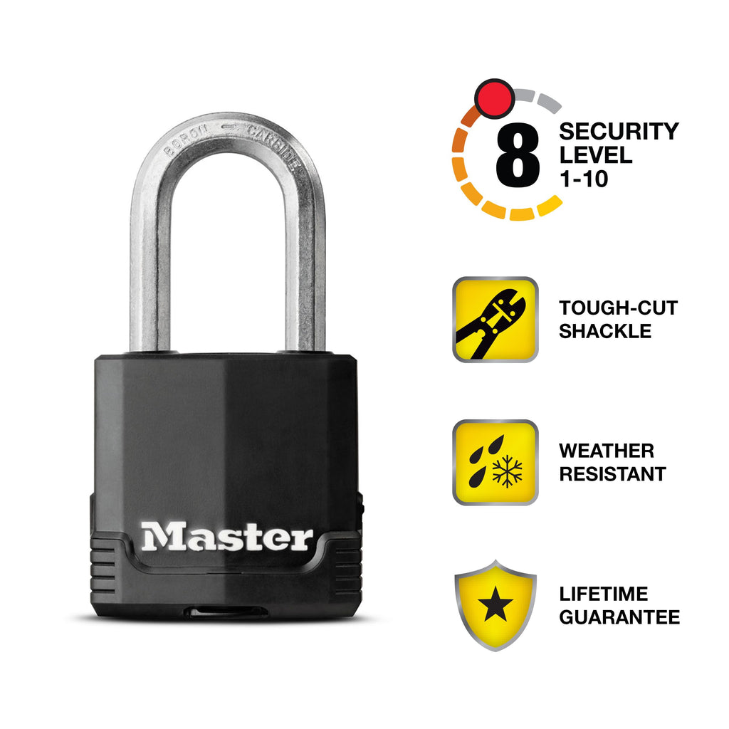 Master Lock Magnum Outdoor Padlock, Heavy Duty Keyed Lock M115XDLF, Black