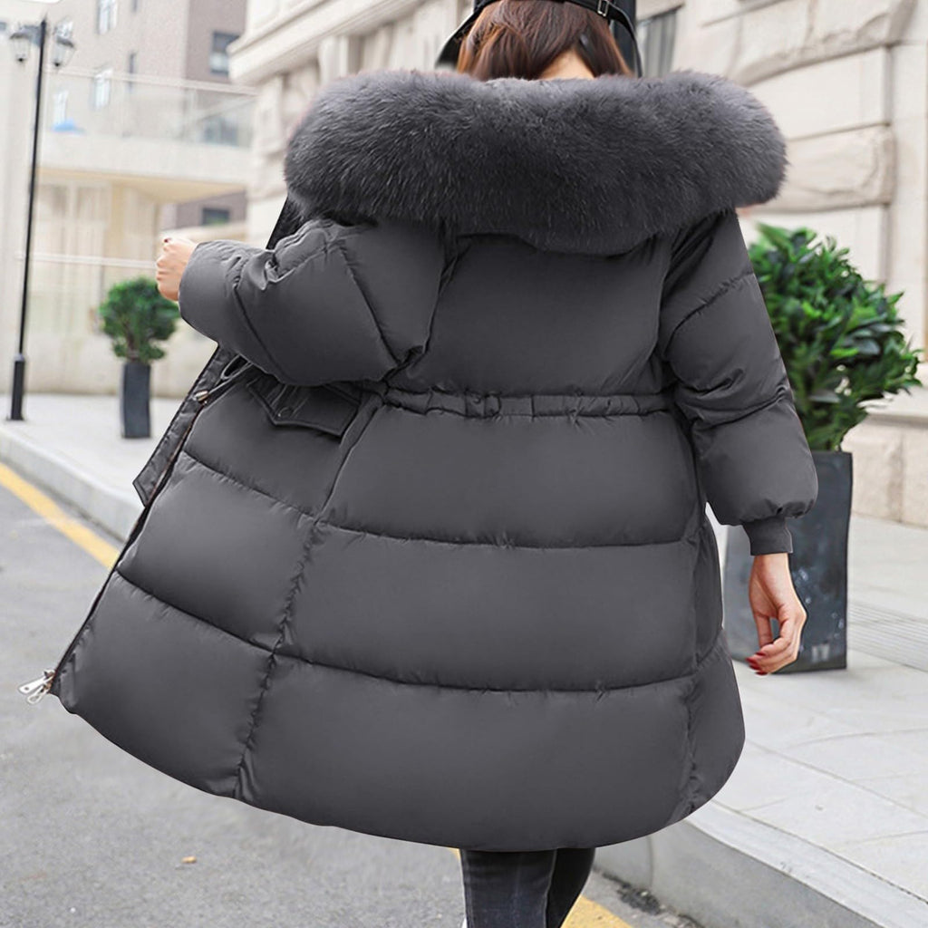 Winter Coats for Women Uk Fleece Jacket Womens Warm Outwear Windproof Plus Size Ladies Trench Coat Baggy Fleece Lined Quilted Puffer Jackets with Hood for Cold Weather