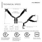 Invision Monitor Arm Desk Mount for 19-32 Inch Screens - VESA 75/100mm Desk Clamp Stand - Tool Free Height Adjustment with Tilt Swivel Rotate - Increased Load Capacity from 2-9kg MX200 Single Arm