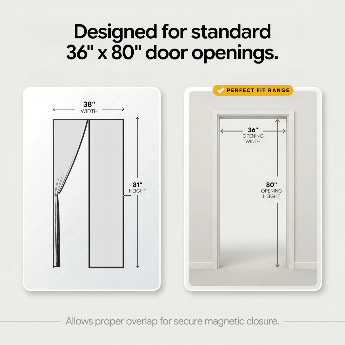 AUGO Magnetic Screen Door Mesh, Heavy Duty 38x83 Inch, Fits 36x82 Inch Door