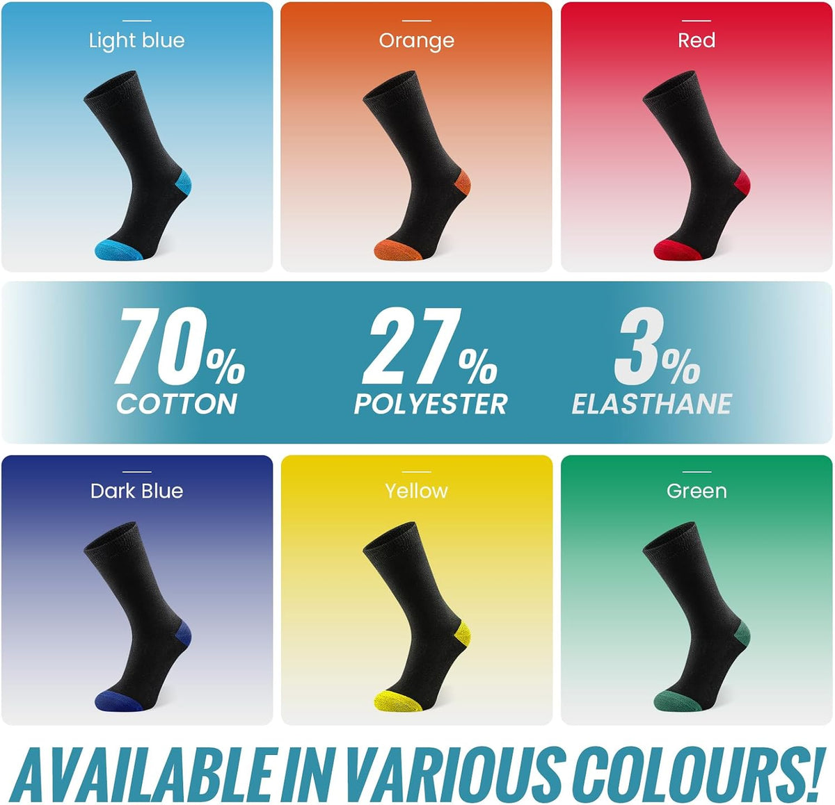 Cirorld 6/10 Pairs Mens Black Socks, Breathable Causal Cotton Socks Men