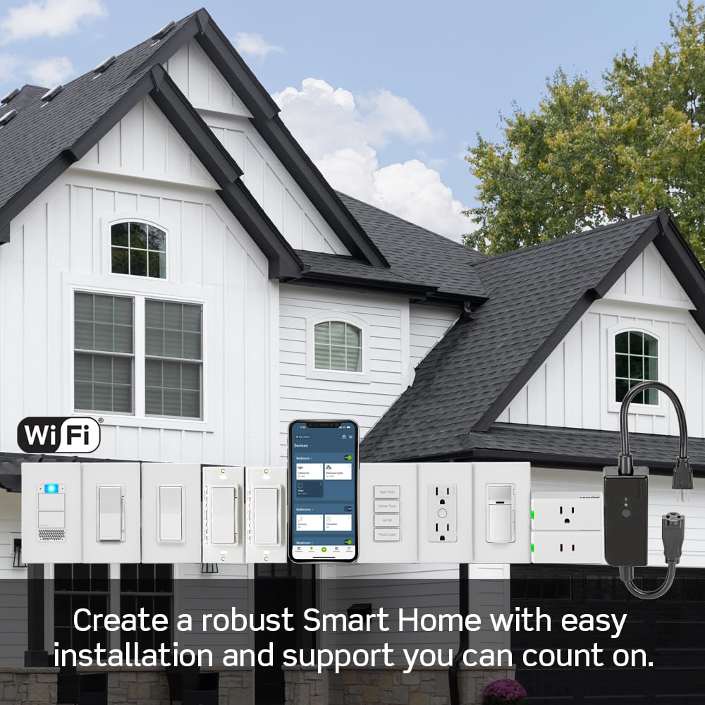 Leviton Decora Smart Switch, Wi-Fi, D315S-1RW, White