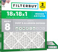 Filterbuy 18x18x1 Air Filter MERV 8 Dust & Allergy Defense (2-Pack)