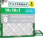 Filterbuy 18x18x1 Air Filter MERV 8 Dust & Allergy Defense (2-Pack)