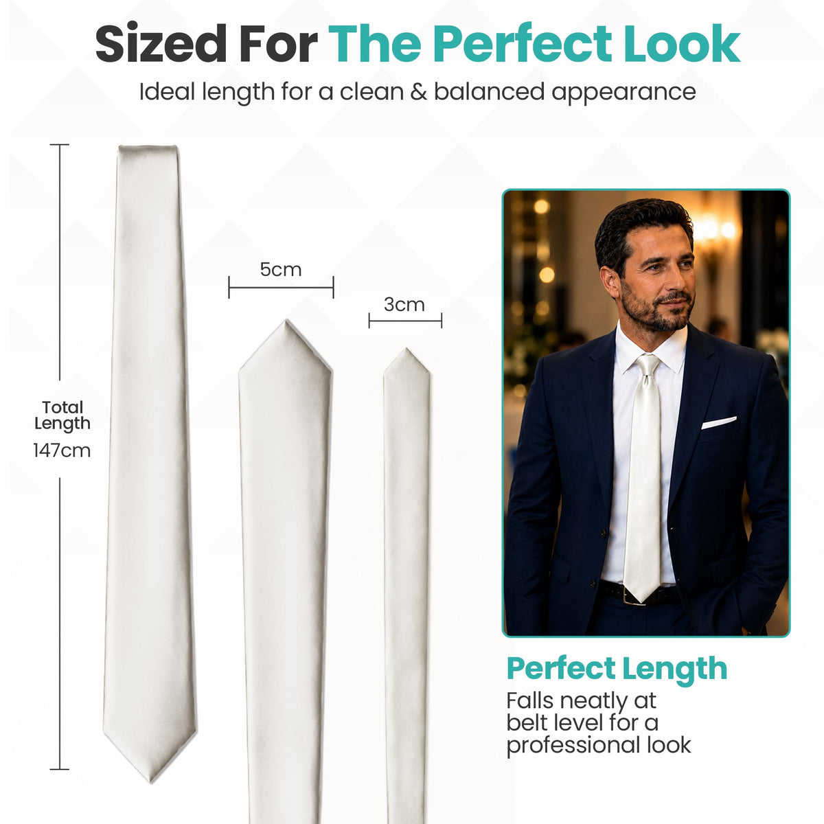 Trimming Shop 5cm Slim Skinny Solid Colour Necktie for Mens