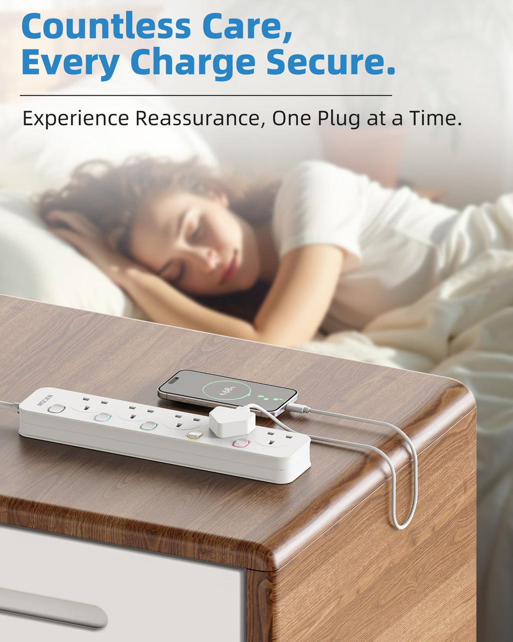 Mscien Extension Lead with USB Slots, 4 Way 3 USB Extension Socket with Individual Switches, Mountable Overload Protection Power Strips, 1.8 Meter Cable, 13A/3250W