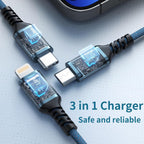 GIANAC Multi Charger Cable [3Pack 1.2M] 3 in 1 Charging Cable Nylon Braided