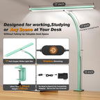 Airlonv LED Desk Lamp with Clamp, 17" Stepless Dimming Light, Black