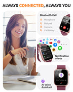 Smart Watch for Men Women- Answer/Make Call, 2026 IP68 Waterproof Fitness Tracker Watch with Sleep Step Counter Activity Smartwatch for Samsung Android iPhone iOS (Deep Burgundy, 1.83)