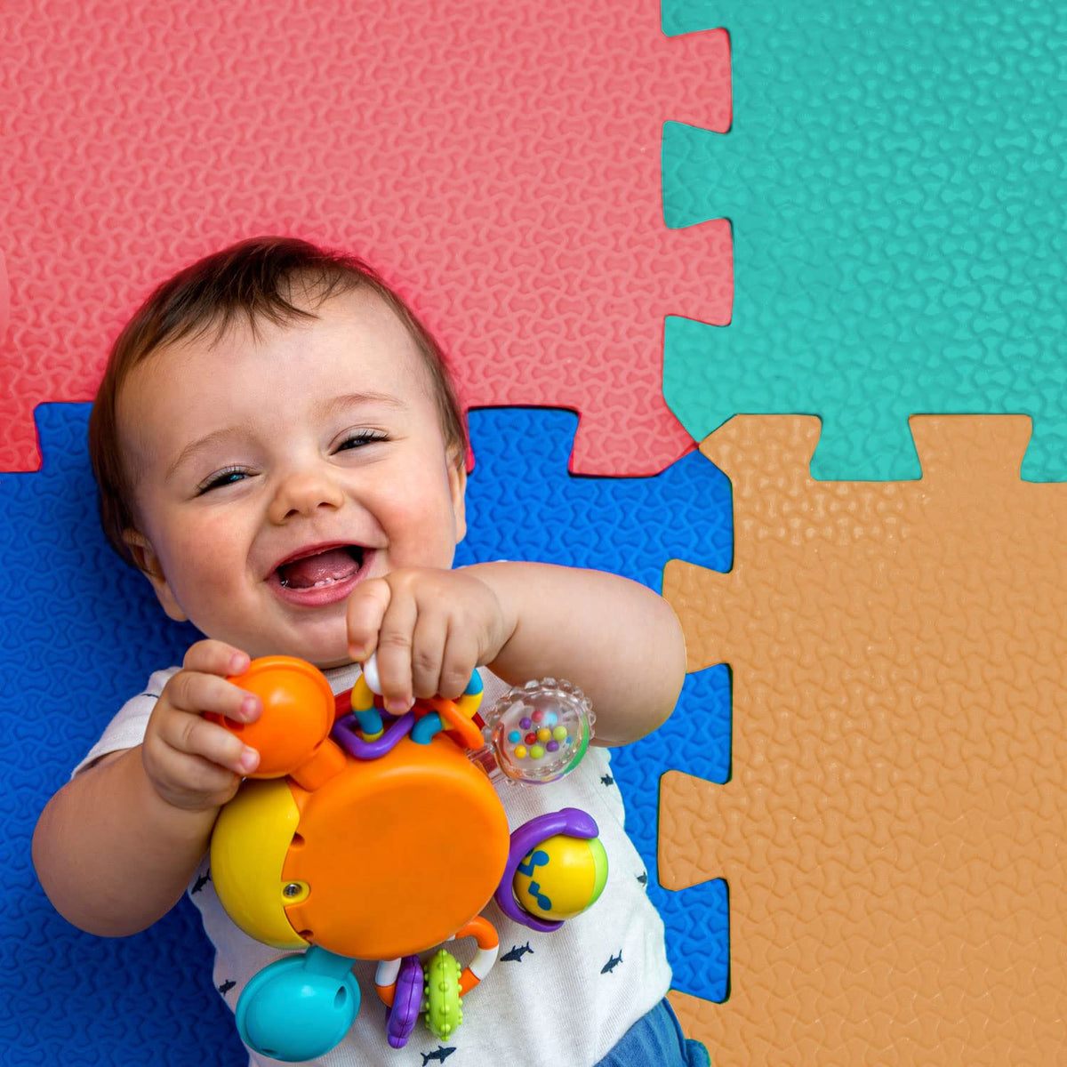 kidoola Foam Baby Play Mat (29x29cm) – Thick & Soft EVA Foam Interlocking Floor Tile Matting for Children – Large Multi Colour, Safe & Comfortable 7mm Thick Play Flooring (27pc)