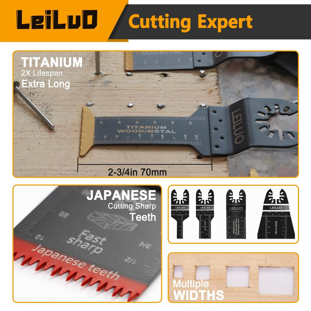 LEILUO 32Pcs Oscillating Tool Blades Wood Metal Multitool Blades Set