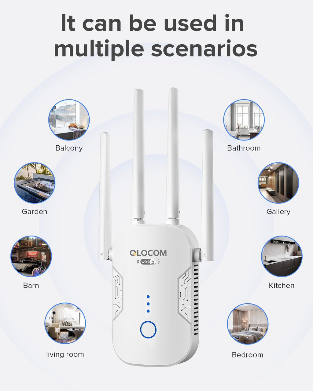 2026 Newest1 WiFi Booster Range Extender 1200Mbps WiFi Extender Booster Dual Band 5GHz & 2.4GHz Wireless Internet Booster/Hotspot with Wider Coverage, Broadband Extender, UK Plug