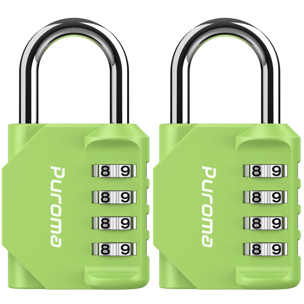 Puroma 2 Combination Lock Locker 4 Digits Combo Padlock Gym Silver & Black