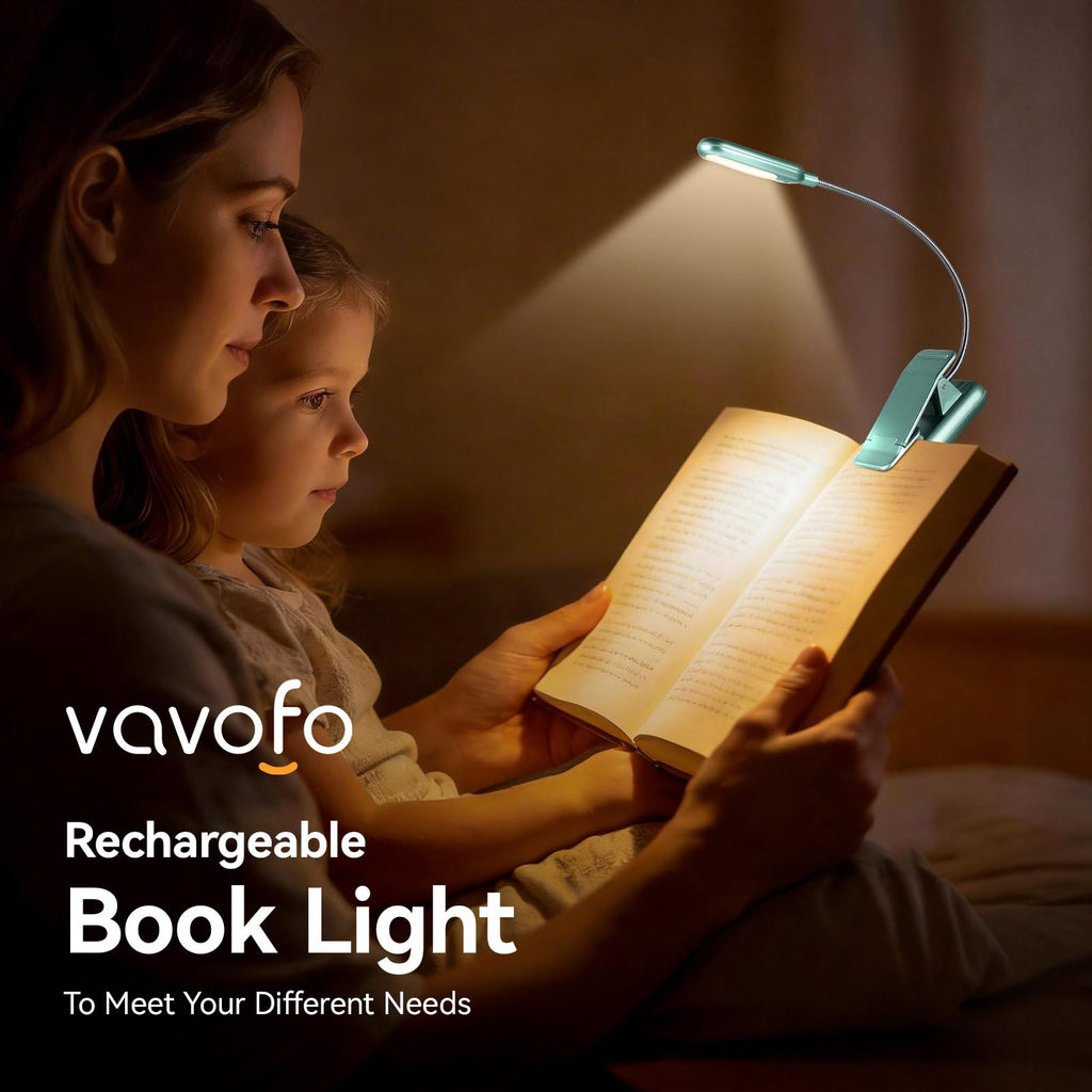 VAVOFO Rechargeable Reading Light, Clip on Book Light for Reading in Bed