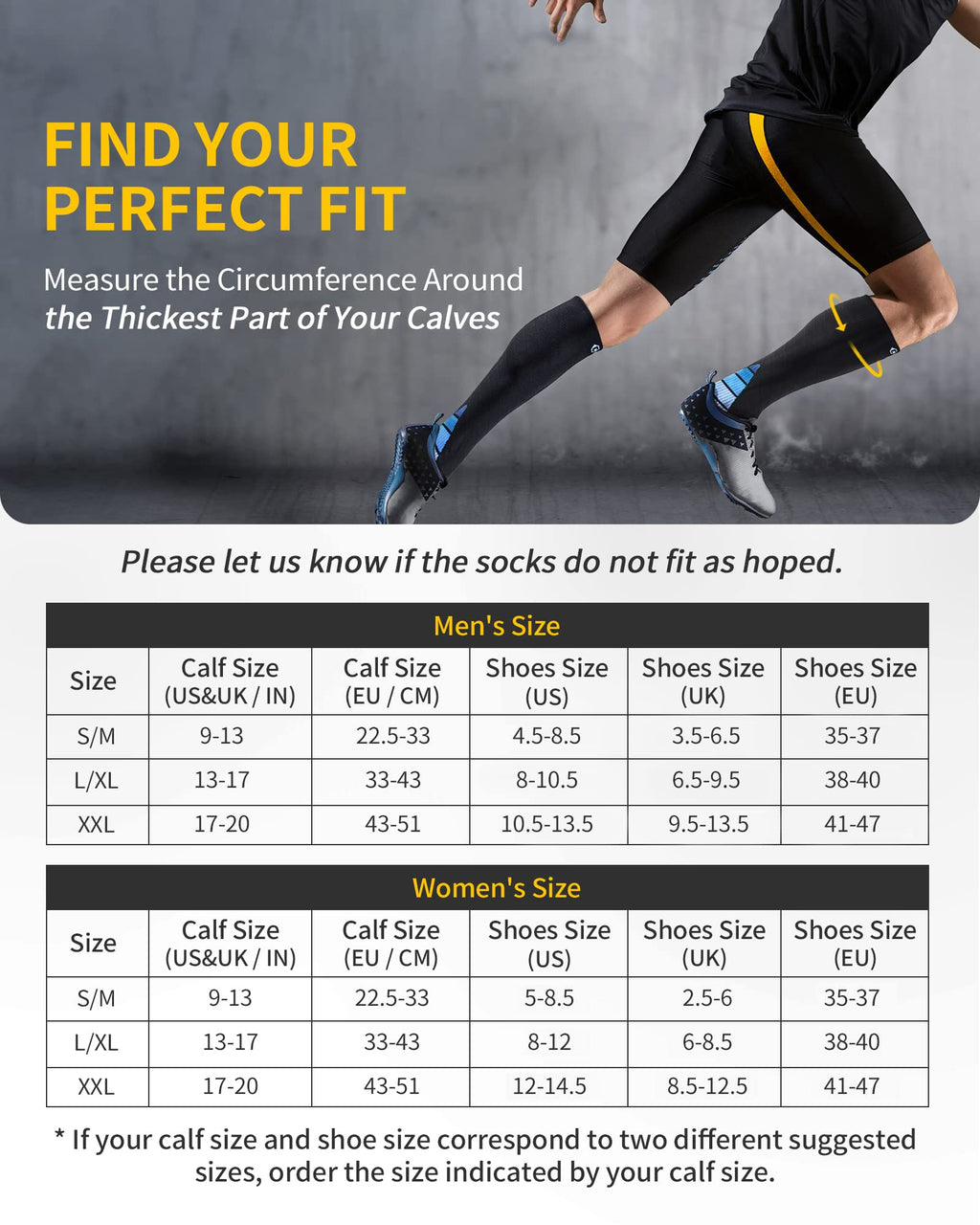 CAMBIVO Compression Socks for Women & Men 2 Pairs, Travel Flight Socks