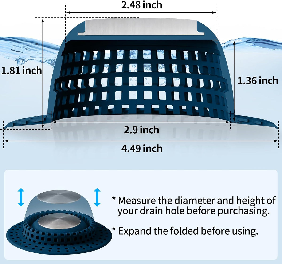 Aluvor Shower Drain Hair Catcher Bathtub Drain Cover Sink Drain Protector