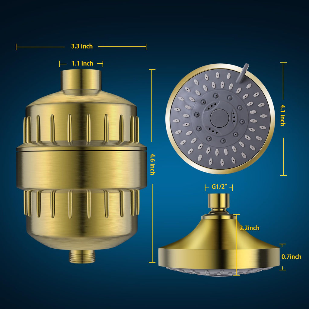 FEELSO Shower Head with Shower Filter, Filtered Shower Head for Hard Water