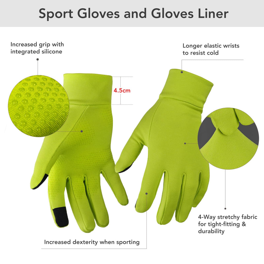 Unigear Running Gloves, Touch Screen Anti-slip Lightweight Gloves Liners for Cycling Biking Sporting Driving for Men Women
