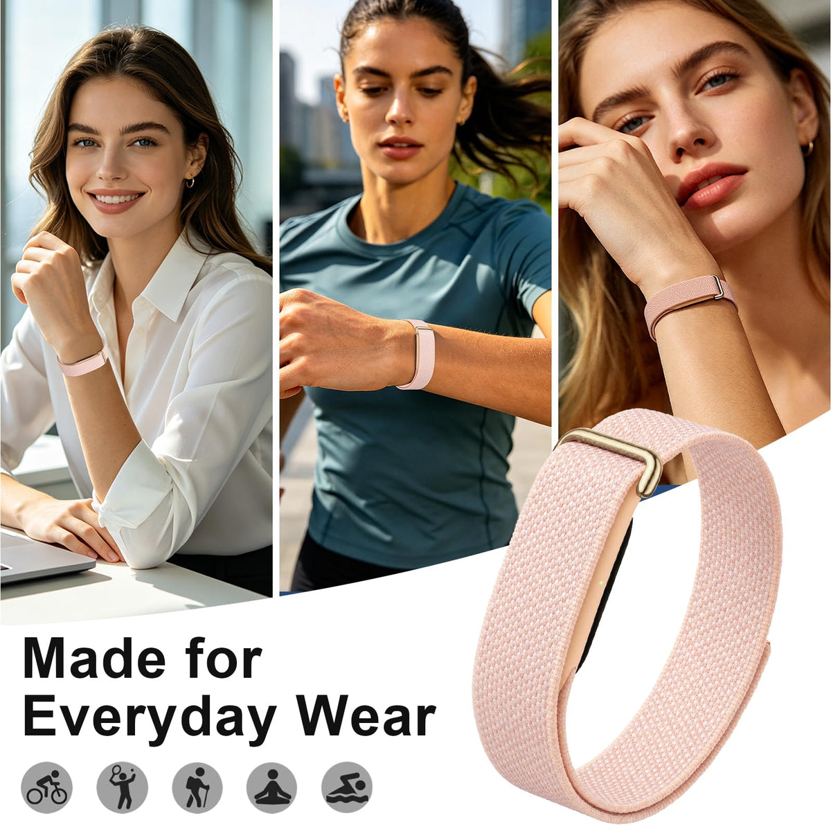 Compatible with Google Fitbit Air Strap Nylon Loop Sport Replacement Band