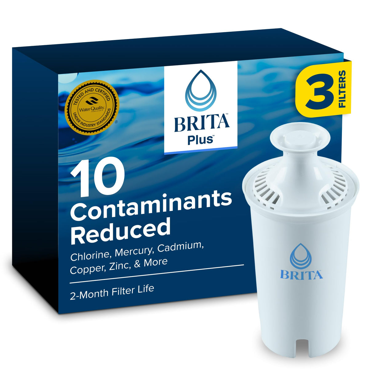 Brita Standard Pitcher and Dispenser Replacement Water Filters, White, 4