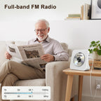 Portable CD Player with Bluetooth, Gueray Desktop CD Players for Home, Bulit-in Double HiFi Speakers, AUX&Headphone Jack, FM Radio Boombox with Remote Control, USB Port,LCD Display (Blue)