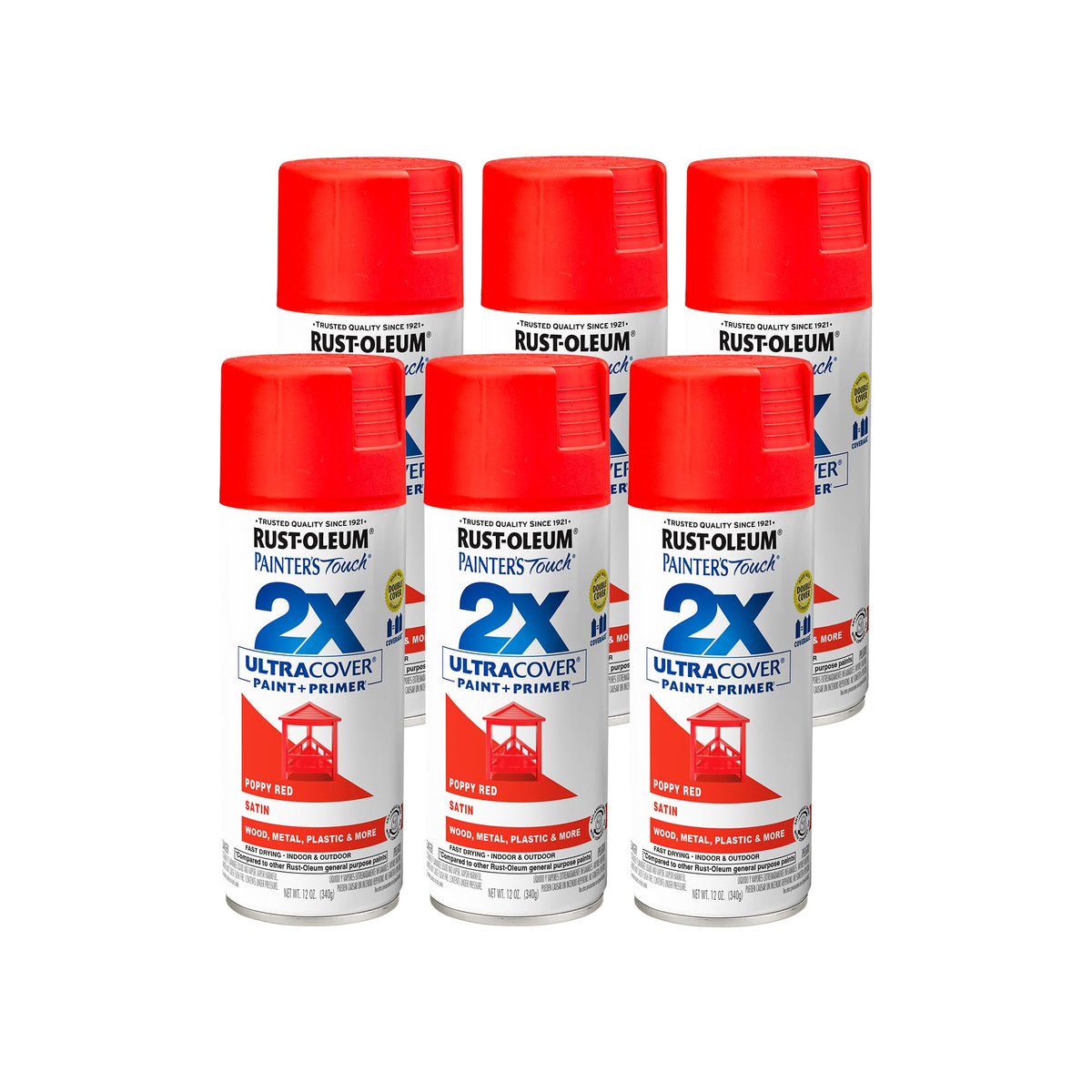Rust-Oleum 334023-6PK Painter's Touch 2X Ultra Cover Spray Paint, 12 oz, Gloss Almond, 6 Pack