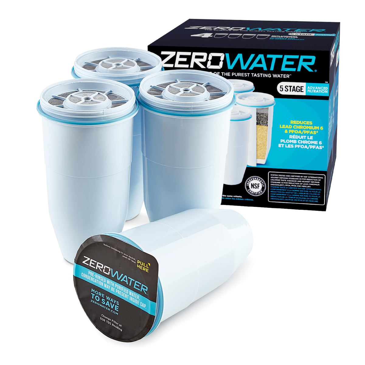 ZeroWater Official Replacement Water Filter Removes PFOA/PFOS 2-Pack