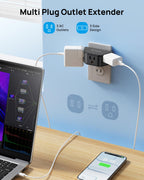 TROND Multi Plug Outlet Extender with USB, 2 Pack Plug Splitter