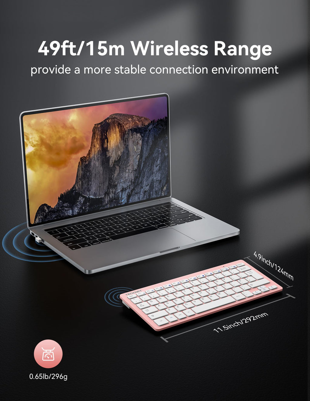 TECKNET 2.4G Wireless Compact Mini Keyboard, UK Layout, White