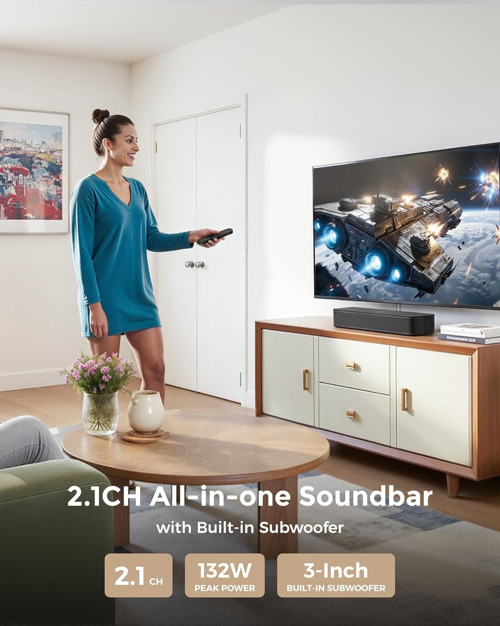 ULTIMEA 2.1ch Soundbar All-in-one, Built-in Subwoofer for TV