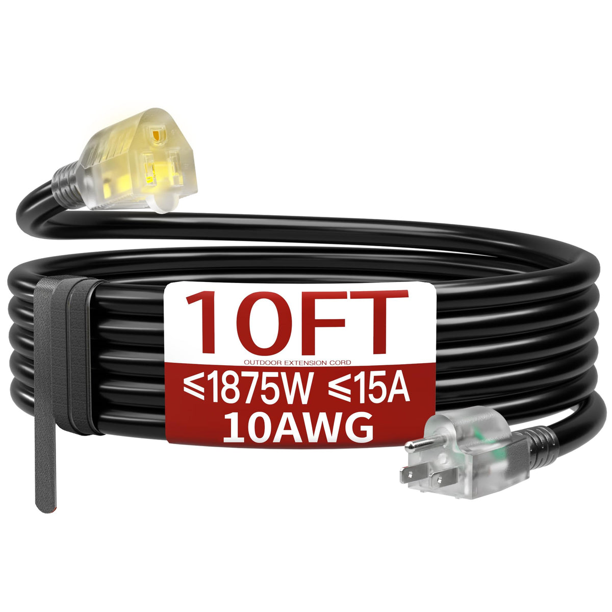 Skrizcable 16/3 15 FT Outdoor Extension Cord Waterproof, Black Power Cord
