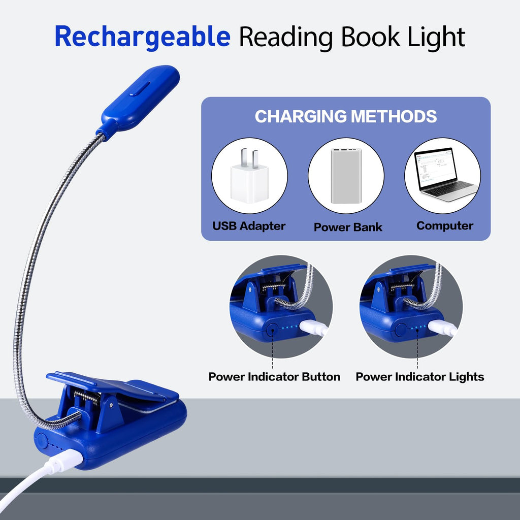 VAVOFO Rechargeable Reading Light, Clip on Book Light for Reading in Bed