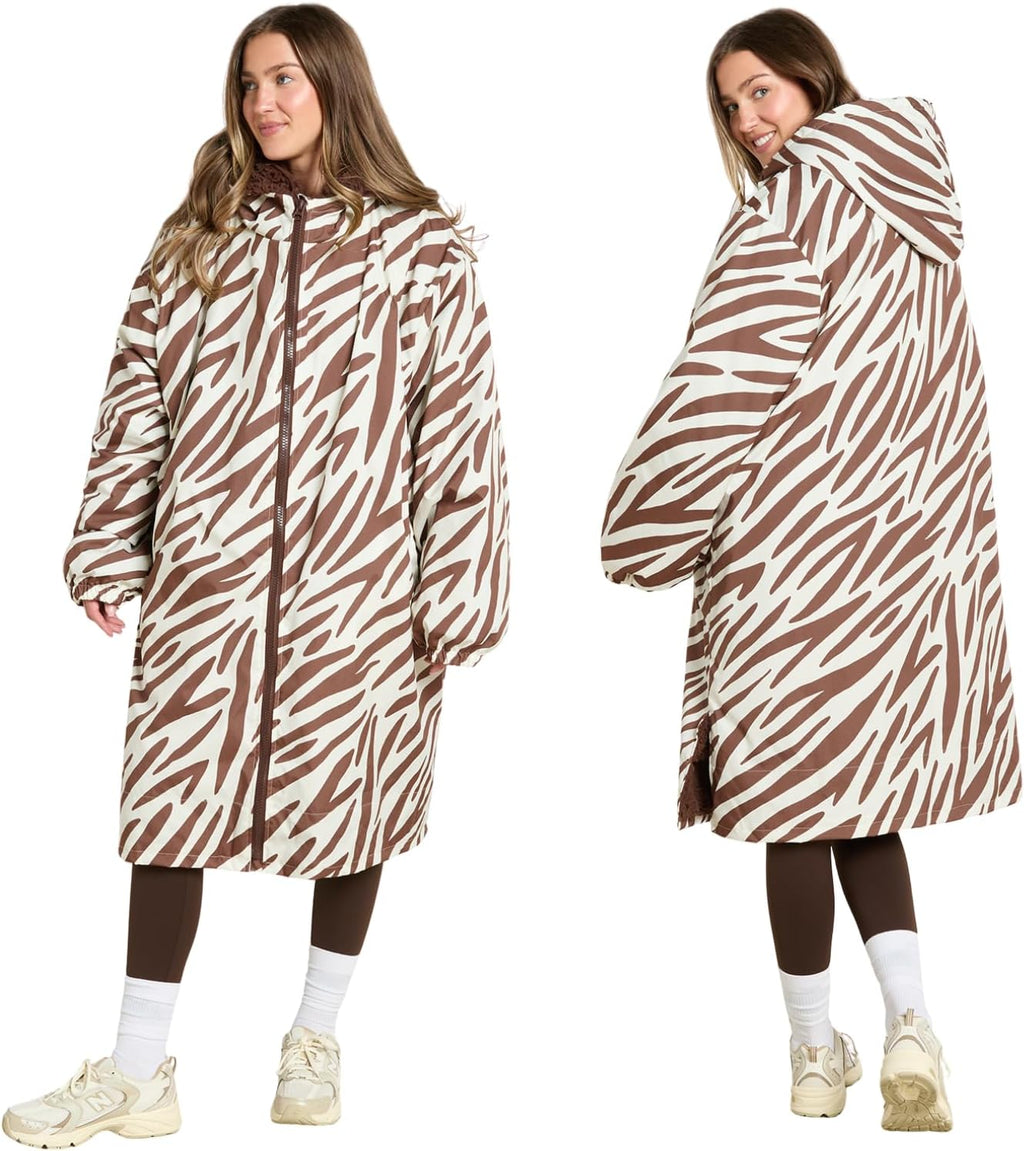 OHS Adults Drying Robe, Water-Resistant Changing Robe Gifts for Women Comfy Sherpa Privacy Robes for Women Men, Stay Dry Jacket Swimming Camping Drying Robes - S/M, L/XL