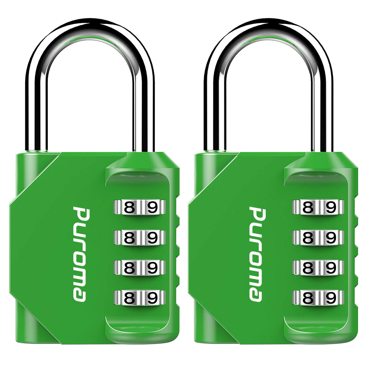Puroma 2 Combination Lock Locker 4 Digits Combo Padlock Gym Silver & Black